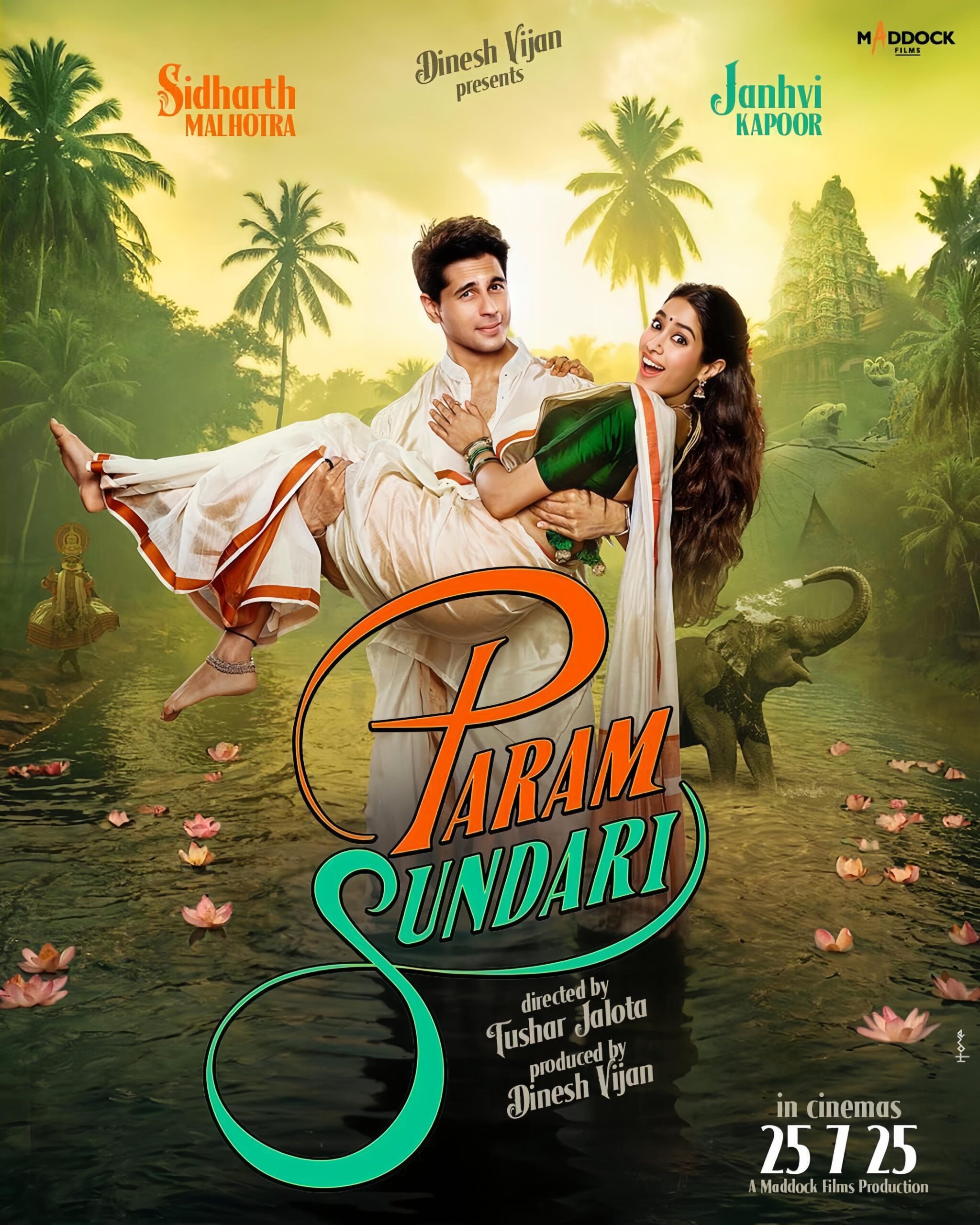 Param Sundari Movie. Sidharth Malhotra & Jahnvi Kapoor|. Photos credit – Maddock Films/Pinterest